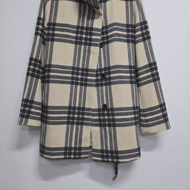 시스템 체크 패턴 모직 코트