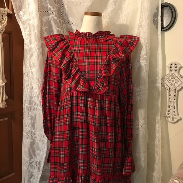 클럿 스튜디오 타탄 체크 러플 원피스