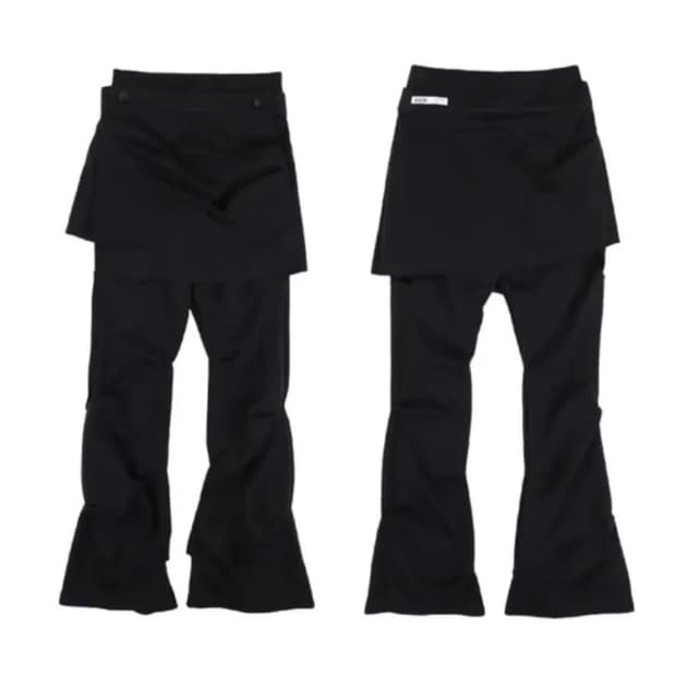 오호스 핀턱 랩스커트 블랙s