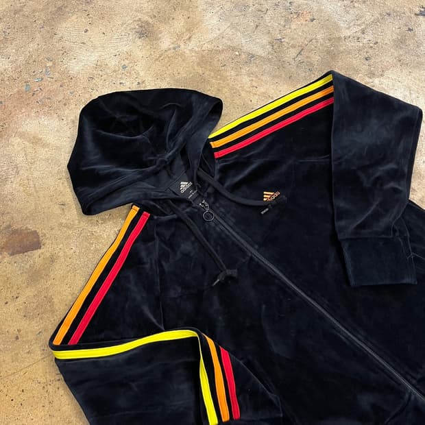 아디다스 블랙 벨벳 레인보우 트랙 져지 트랙탑 85