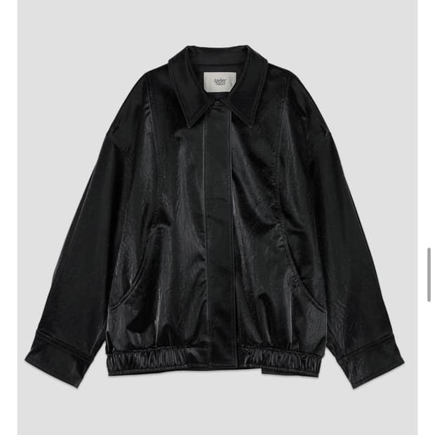 아틀리에나인 오버핏 글로시 버튼 블루종 가죽 자켓