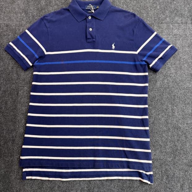폴로 블루 스트라이프 카라티 L