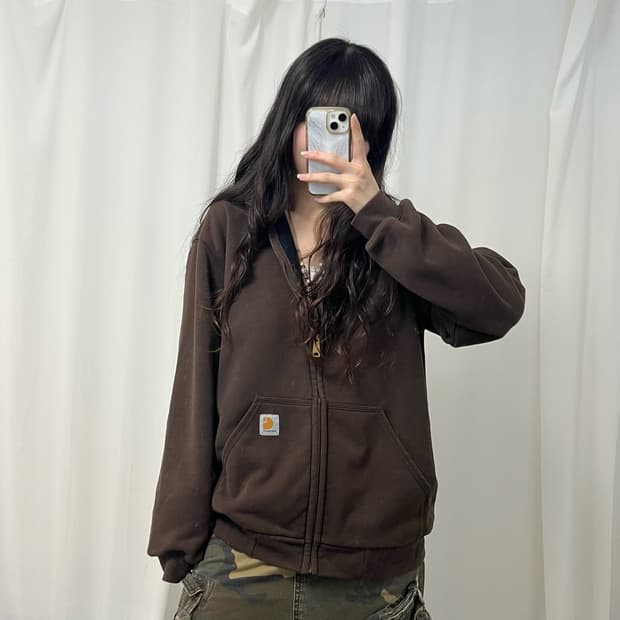Carhartt brown thermal hood zip-up