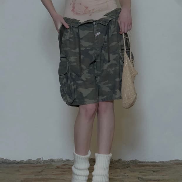 스컬프터 Twill Cargo Half Pants Forest Camo