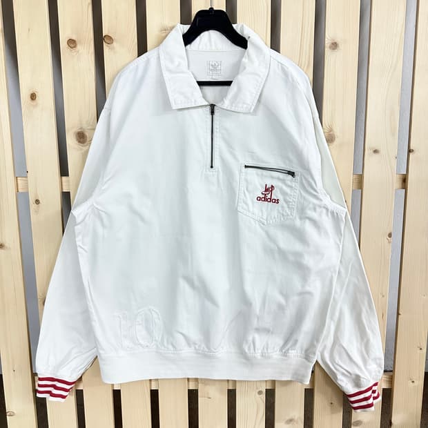 (L) 아디다스 화이트 반집업 맨투맨