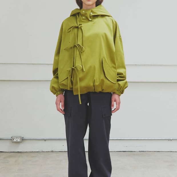 페스토 Pesto 리본 후드 자켓 올리브 ribbon hood olive