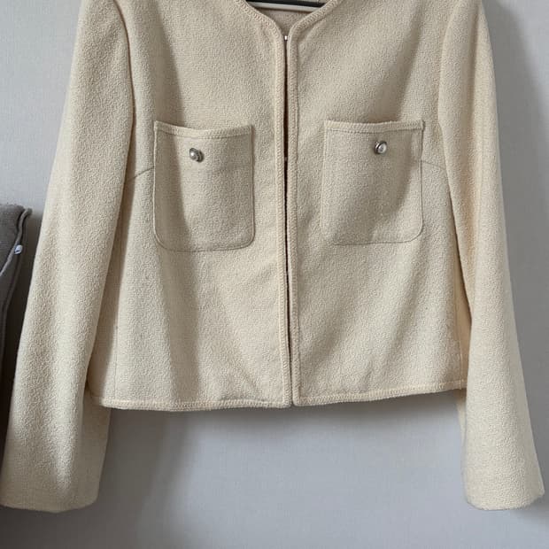 LAP 트위드 노카라 자켓 