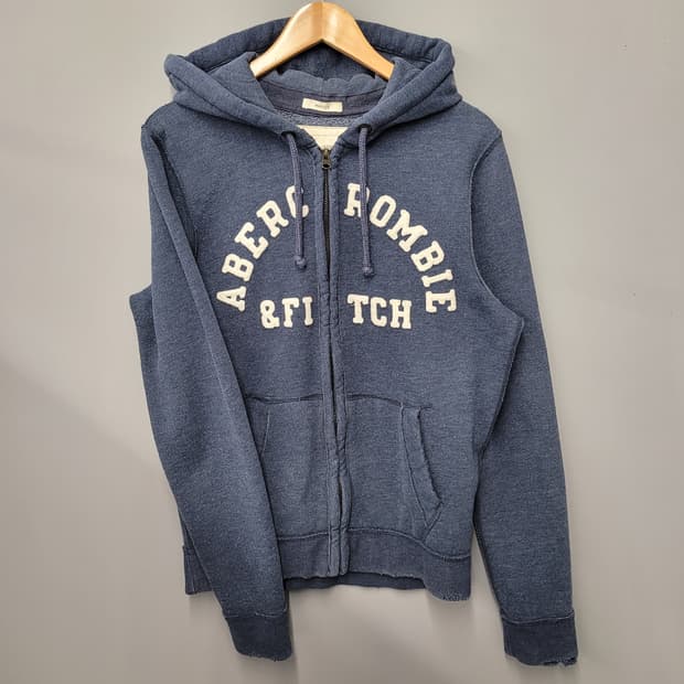 Abercrombie & Fitch 아베크롬비 스펠로고 후드 집업 네이비
