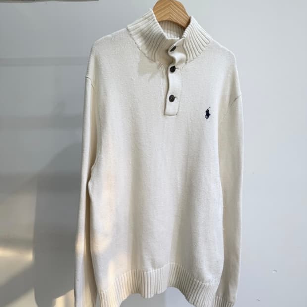 폴로 아이보리 하프니트