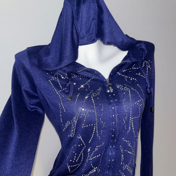 Y2K 갸루 라인스톤 글램 후드집업 슬림핏