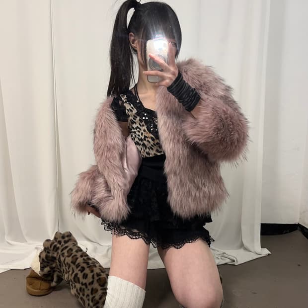 핑크 에코퍼 자켓