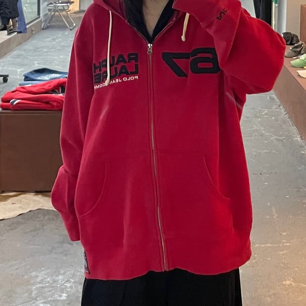 폴로 진스 컴퍼니 랄프로렌 빈티지 레드 후드집업 H2185