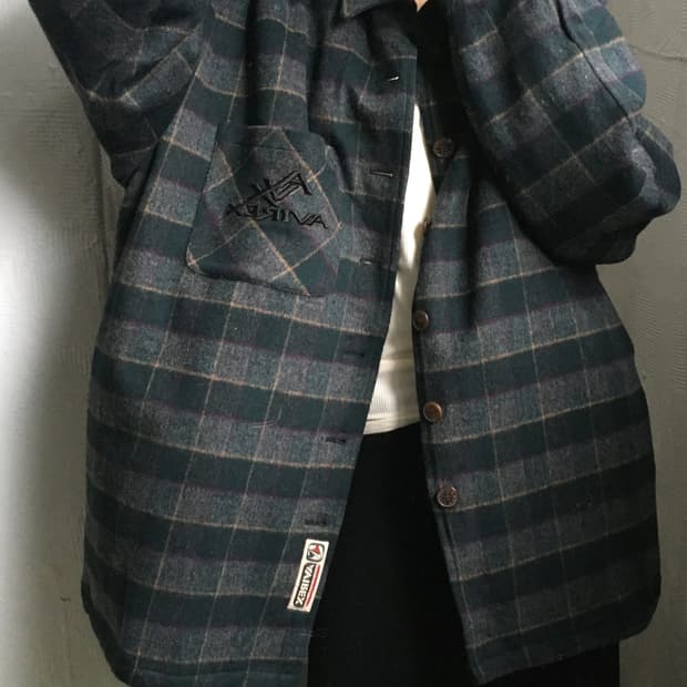 Avirex 아비렉스 그린 체크 플란넬 셔츠 자켓