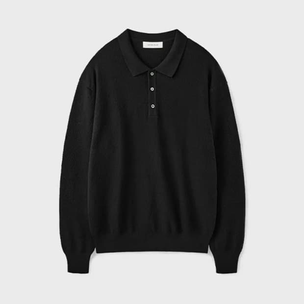 [L] 유니온블루 HARD TWIST TRIP POLO KNIT [블랙]