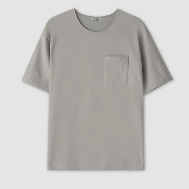 쿠어 수피마 코튼 세미오버핏 U넥 티셔츠 (라이트그레이) XL