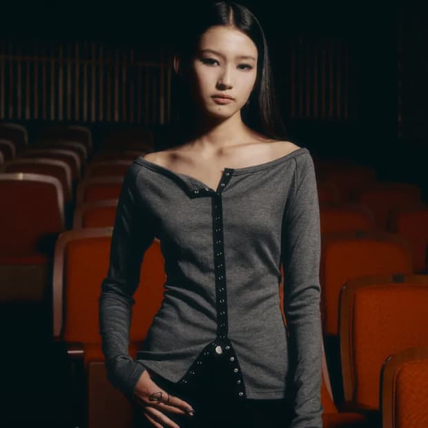 헬레네파리스  보트넥 스냅 슬릿 가디건 차콜