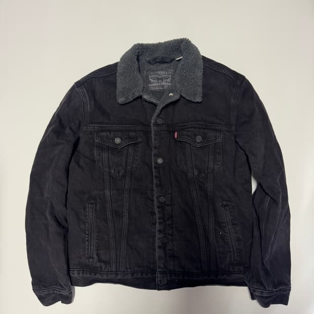 정품 리바이스 쉐르파 흑청 양털 데님자켓 M