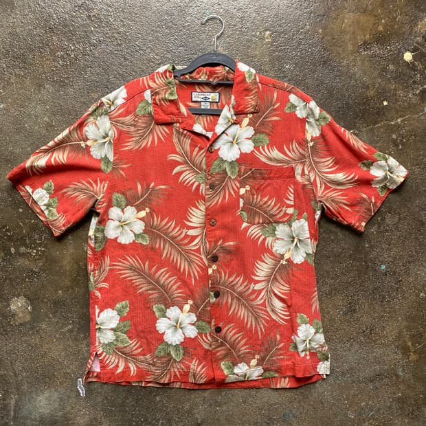 빈티지 빨간색 하와이안 셔츠