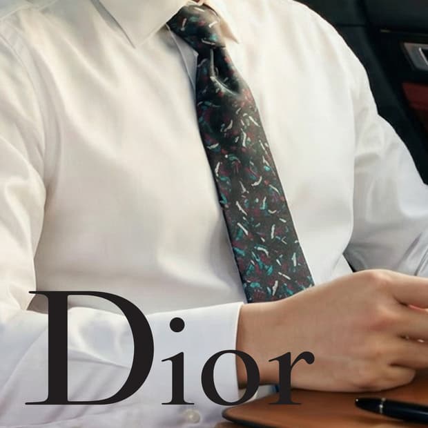 크리스찬 디올 실크 블랙 멀티 패턴 넥타이 9.6cm A등급 K1922