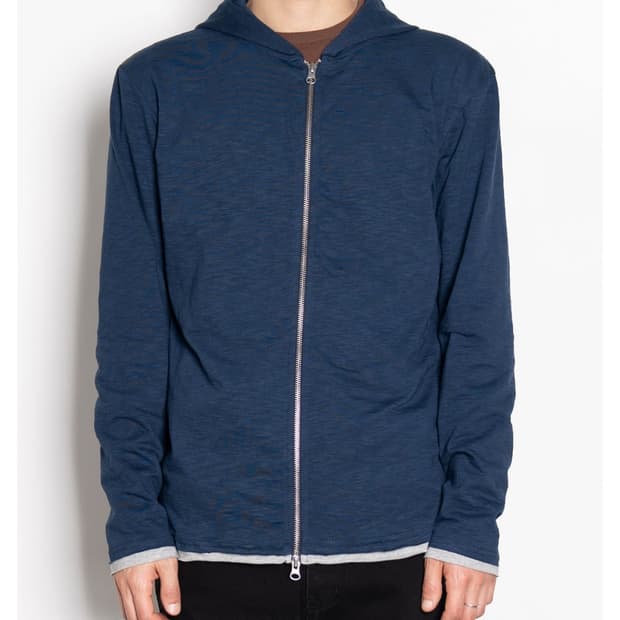 [2] Cutoff Layered Hoodie Zip (Navy)