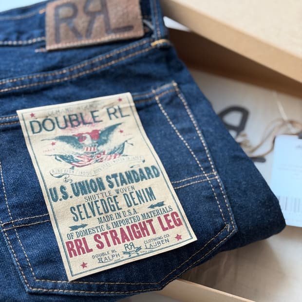 RRL 더블알엘 스트레이트핏 원스 워시 셀비지 진 33-32 청바지 데님