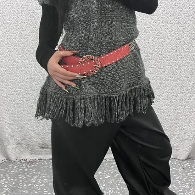 빈티지 Y2K 레트로 00's 대장급 스터드 체인 벨트 C09608