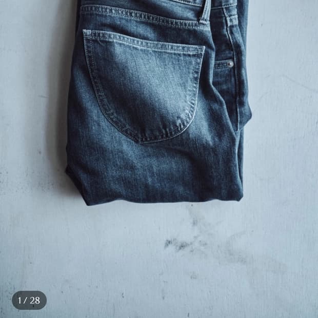 모노프리베 텍스쳐 데님 팬츠-미드블루