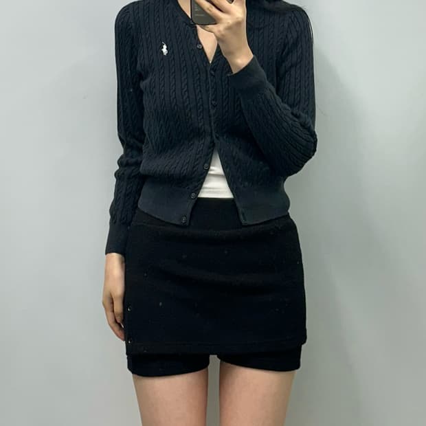 폴로 랄프로렌 신형 블랙 꽈배기 니트 가디건 