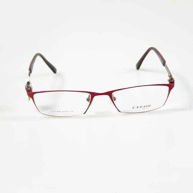 EYEUS 레드 티타늄 슬림 스퀘어 빈티지 안경