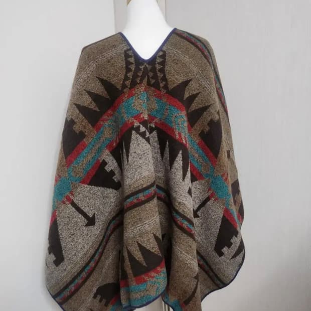 빈티지 보헤미안 히피 판초 캠핑룩