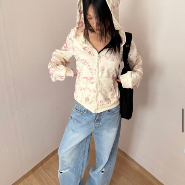 Tipssy celain rose zip hoodie