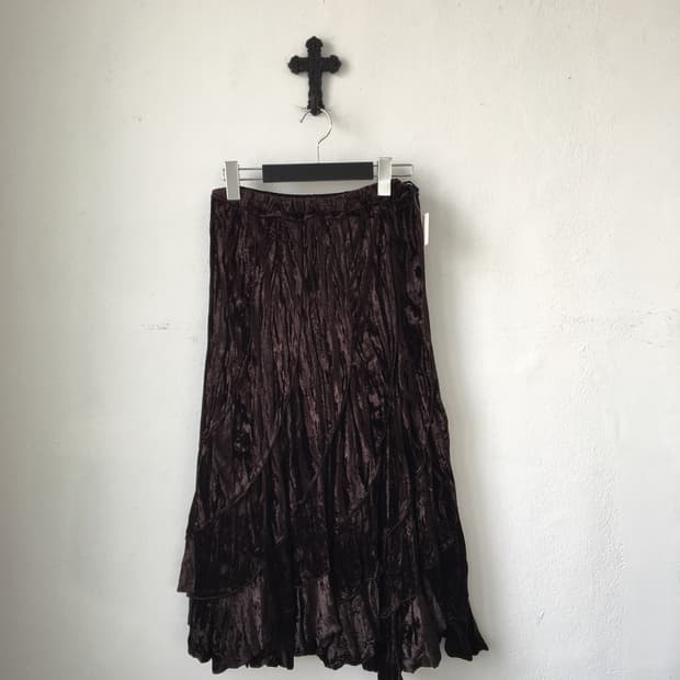 Unbalanced pleat s long skirt