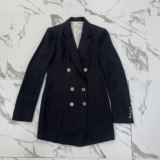 타임 네이비 더블 자켓