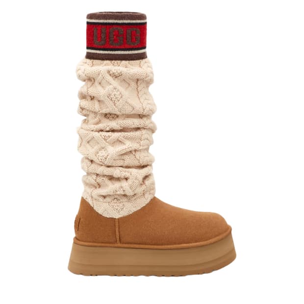 어그 클래식 스웨터 레터 톨 부츠 체스트넛 레그워머