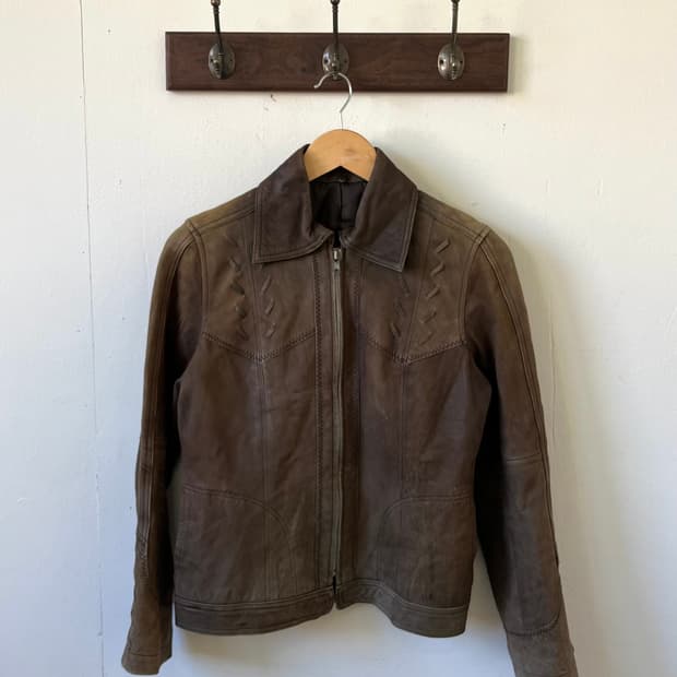 Miss ALICE 올리브카이 레더 자켓