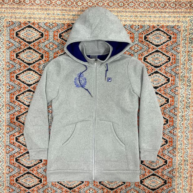 휠라 그레이 밍크 기모 후드 플리스 자켓 여성100