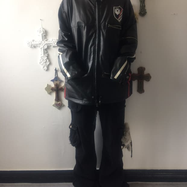 Fake leather lacing mood jacket