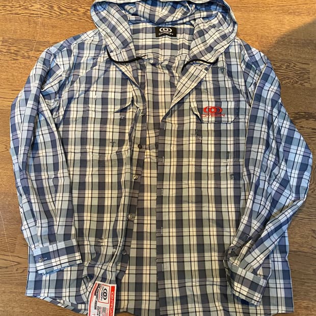 CIVISION 체크 후드 셔츠 스카이블루 1사이즈