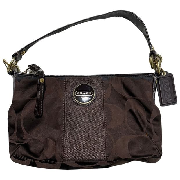 코치 시그니처 패턴 패브릭 모카브라운 숄더백