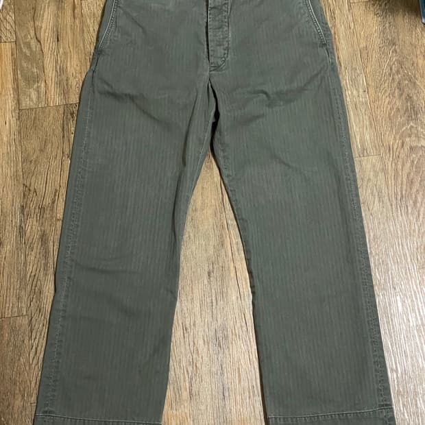 [33x32] RRL 헤링본 트윌 필드 팬츠 대전판 워시드 올리브 HBT