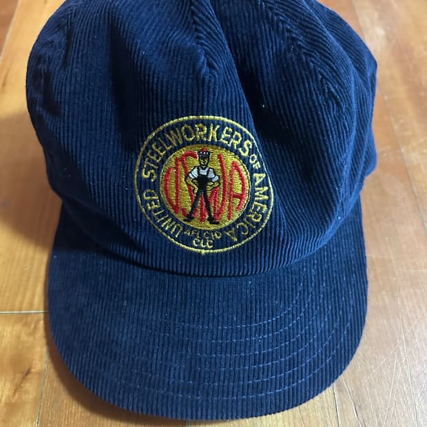 80s 가먼츠아메리카 USW 로고 5패널 코듀로이 캡