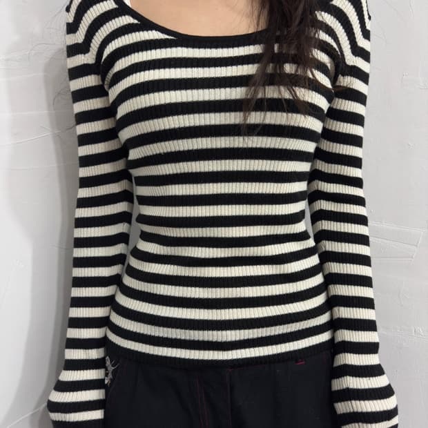cecil mcbee stripe knit slim top
