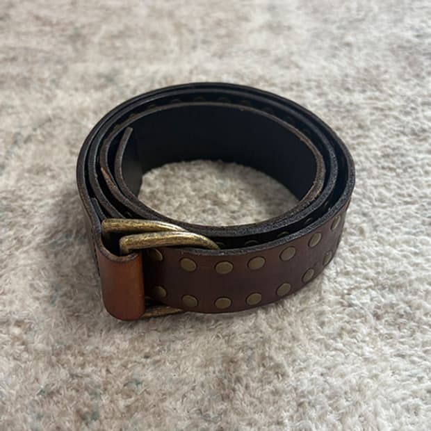 Studded Double Ring Leather Belt