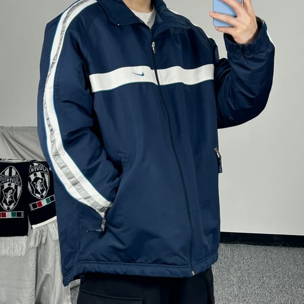 나이키 올드스쿨 사이드라인 네이비 바람막이 자켓 L