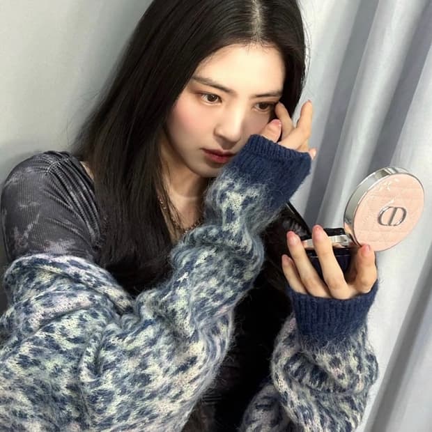 애즈이프캘리 LEOPARD KNIT CARDIGAN NAVY