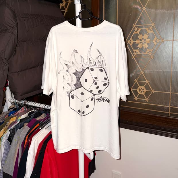 스투시 파이어 다이스 티셔츠 화이트 XL