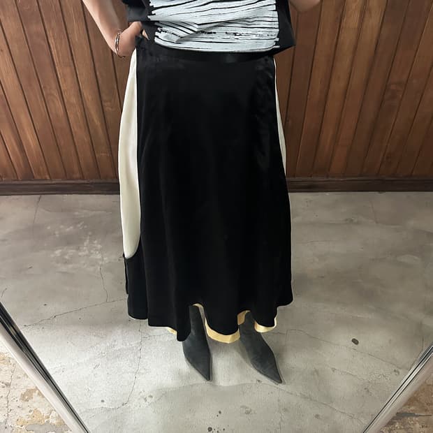 토가 아카이브 새틴 레이어드 스커트