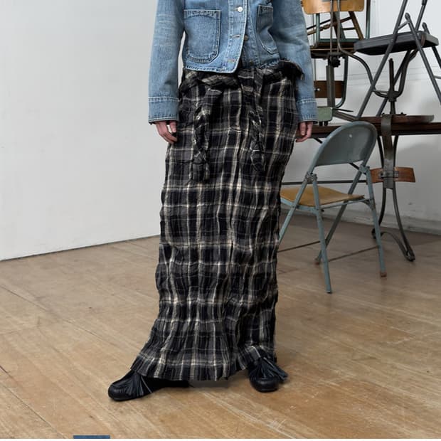 open yy crinkled shirt maxi skirt