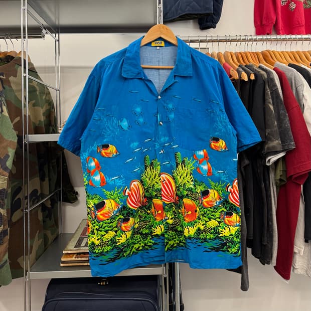 SANIT 열대어 하와이안 셔츠 (2XL)