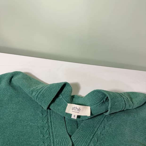 우먼OS 바네스브루노 아떼 빈티지그린 오버핏 면니트 봄 가디건